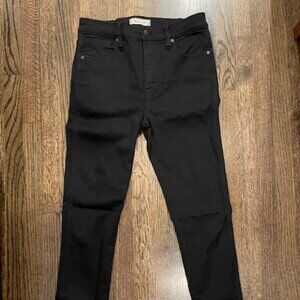 Women's Size 28" Madewell Jet Black 10" Stretch High-Rise Skinny Jeans